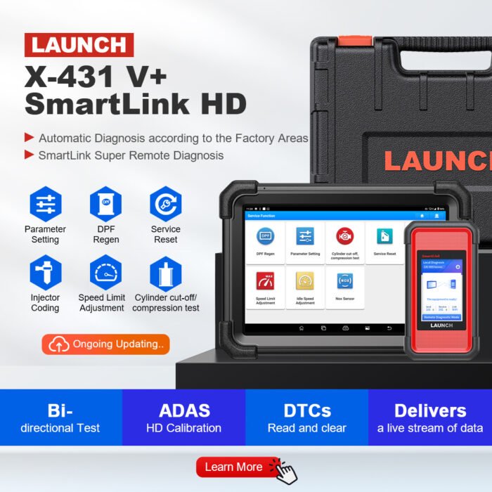 Launch X431 V+ SmartLink HD Heavy Duty Truck Diagnostic Tool 10.1'' Support 12V 24V Trucks